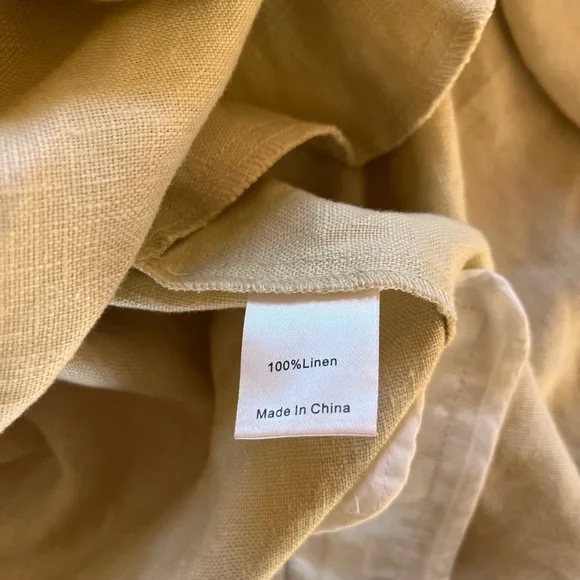 Tuckernuck 100% Linen mini collared dress in Natural Beige - Picture 4 of 10